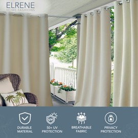 Elrene Home Fashions Connor - Panel de Cortina de Color sólido Resistente a la Intemperie para Interiores y Exteriores, para Porche, pérgola, Patio, Cubierta, 52 Pulgadas de Ancho x 95 Pulgadas de