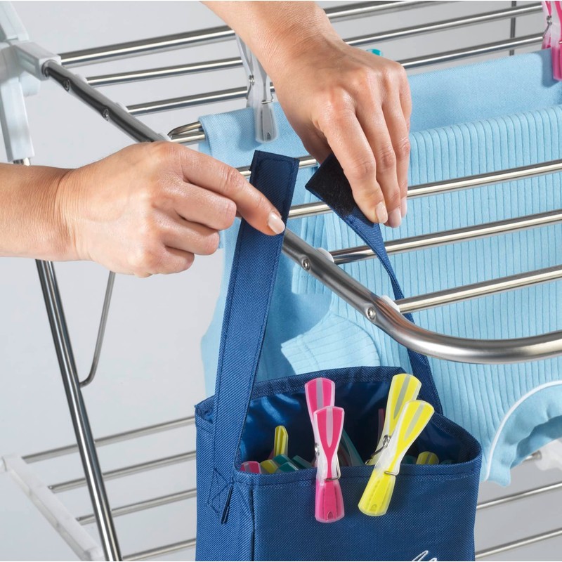 WENKO Clothes peg Bag, Polyester, Blue, 10 x 17 x