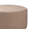 Baoblaze Ottoman Slipcovers Round Footrest Footstool Covers Stretch Storage Ottoman