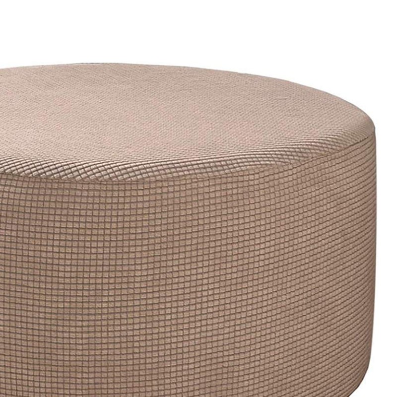Baoblaze Ottoman Slipcovers Round Footrest Footstool Covers Stretch Storage Ottoman