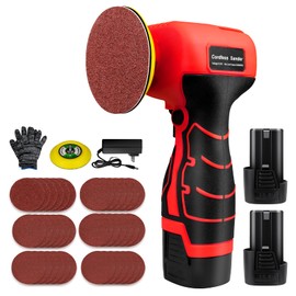 16.8V Cordless Electric Sander with 36PCS Sandpapers, 3500 RPM, 2Pcs 3.0Ah Batteries, Lightweight & Compact Design for Wood, Metal, Paint Removal, and DIY Projects