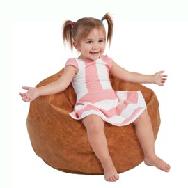 FDP Rustic Kid 22" Bean Bag Chair, Furniture for Kids, Perfect for Reading, Playing Video Games or Relaxing, Alternative Seating for Classrooms, Daycares, Libraries or Home - Hazelnut