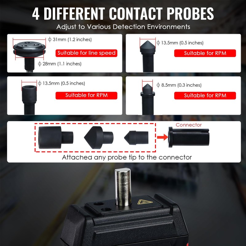 TEKCOPLUS 2-in-1 Digital Tachometer with Laser & Contact Non-Contact Laser