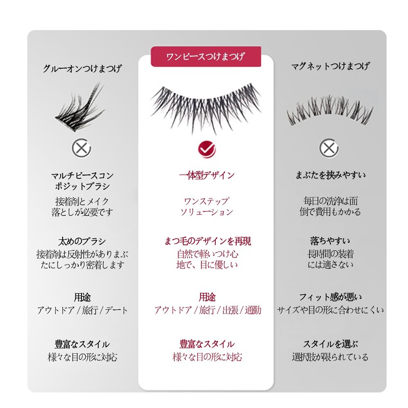 XIXI Box False Eyelashes, Set of 5 Pairs, One Piece