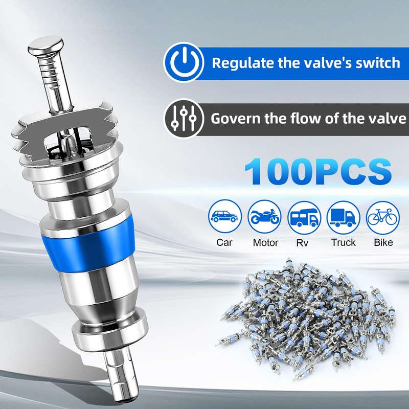 100Pcs HVAC Schrader Valve Core, High-Pressure Valve Stem Core with