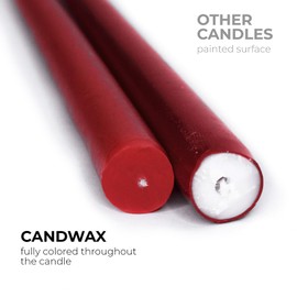 CANDWAX 12 inch Taper Candles 12 Pack - Colored Candlesticks Great as Dinner Candle Set - Burgundy Candle