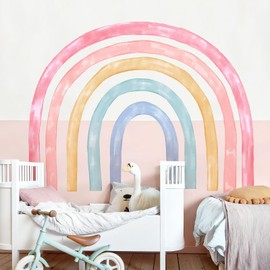 56"x43" Large Rainbow Wall Decals Mural for Girls Nursery Peel and Stick Rainbow Vinyl Wall Art Stickers for Kids Toddlers Bedroom Playroom Classroom