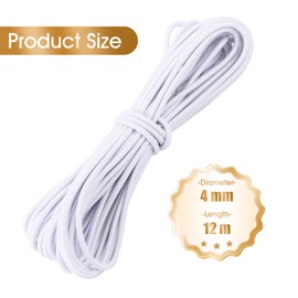 Bungee Cord White 4mm X 12M, Heavy Duty Elastic Shock Cord Nylon Stretch String Bungee Rope Elastic Rope for Luggage, Camping, Kayak, Tie Downs (White, 4mm x 12M)