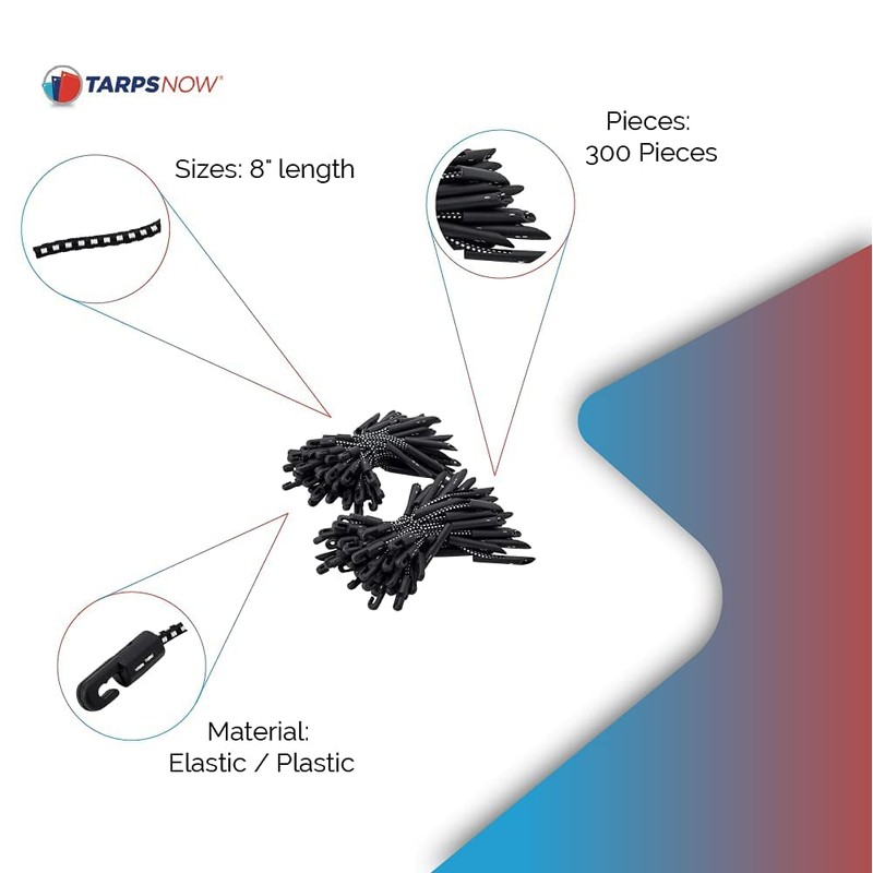 Tarps Now 12” Bungee Cords with Adjustable Loop End -