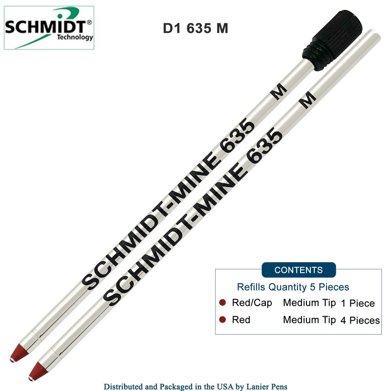Schmidt 635 D1 Mine Ballpoint Refill - Red Ink -