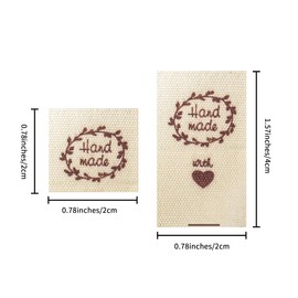 AIYONG Pack of 100 Handmade Fabric Labels, Handmade Labels for Sewing, Fabric Labels, Textile Labels for Clothing, Handmade Labels Tags for Sewing for DIY Clothing, Sewing Work (Beige)