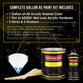 Restoration Shop - Winter White Acrylic Enamel Auto Paint - Complete Gallon Paint Kit - Professional Single Stage High Gloss Automotive, Car, Truck, Equipment Coating, 8:1 Mix Ratio, 2.8 VOC