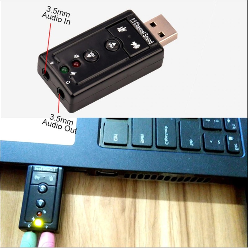 AYMBH USB-SOUND7 Portable USB Sound Card Adapter with Virtual 7.1