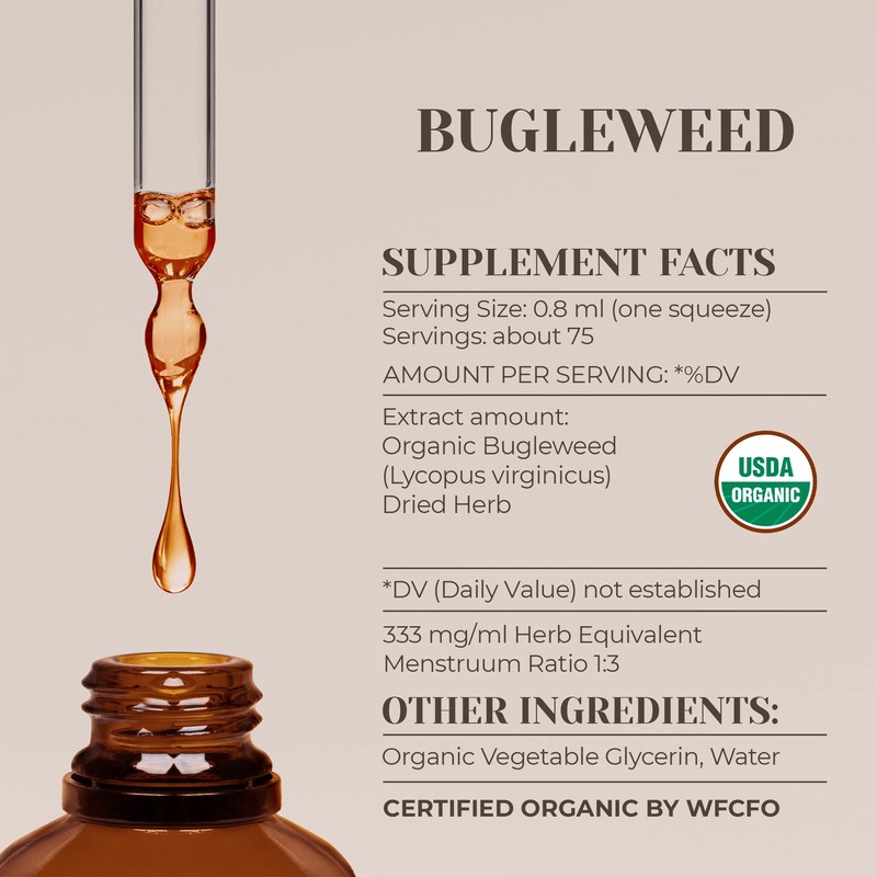 Bugleweed USDA Organic Alcohol-Free Extract | Dietary Supplement, High-Potency Tincture,