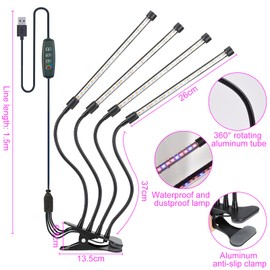 Gebiuhoo Plant Lamp 80 LEDs Full Spectrum Grow Lamp Dimmable with 10 Dimming Levels 3/9/12H Timer 360° Adjustable UV Lamp Plants Promotes Healthy Plant Growth Pack of 1