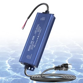 SUCIKORIO 12V 60W LED Power Supply Waterproof IP67, Ultra Slim LED Transformer 100-265V AC to 12V DC 5A Quiet Low Volt LED Driver Constant Voltage Driver Adapter for LED Lights, Indoor & Outdoor