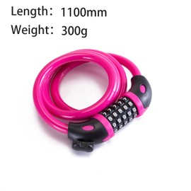 Bike Lock Bicycle Lock Chain ，5-Digit Combination Lock Core Steel Wire Bike Lock Security&Portable Bicycle Locks,1.1m x 1/2 inch (Pink)
