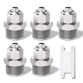 Bwintech 5 Pcs 4mm Tubing OD x 1/8" Male BSP Thread Straight Push to Connect Lock Nut Tube Pneumatic Fitting,KPC4-01 Quick Air Line Adapter