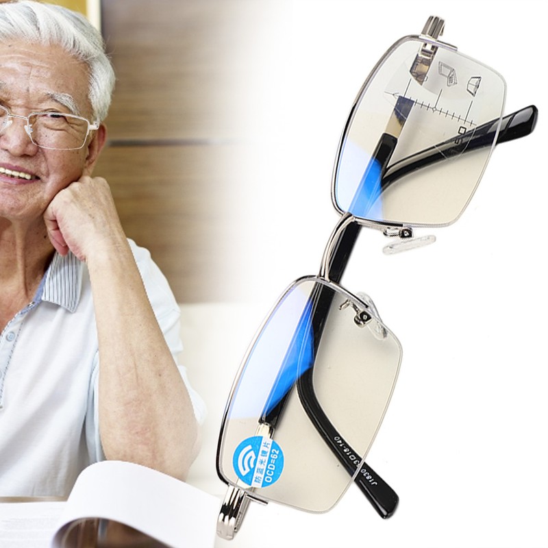 Metal Multifocal Fatigue Relief Reading Glasses Anti Blue Rays Presbyopic