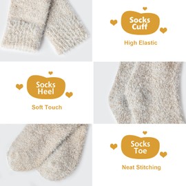 SISOSOCK 5 Pairs Fuzzy Soft Cozy Comfortable Socks for Women, Casual Sleep Comfy Socks, Perfect Warm Winter Gifts for Women