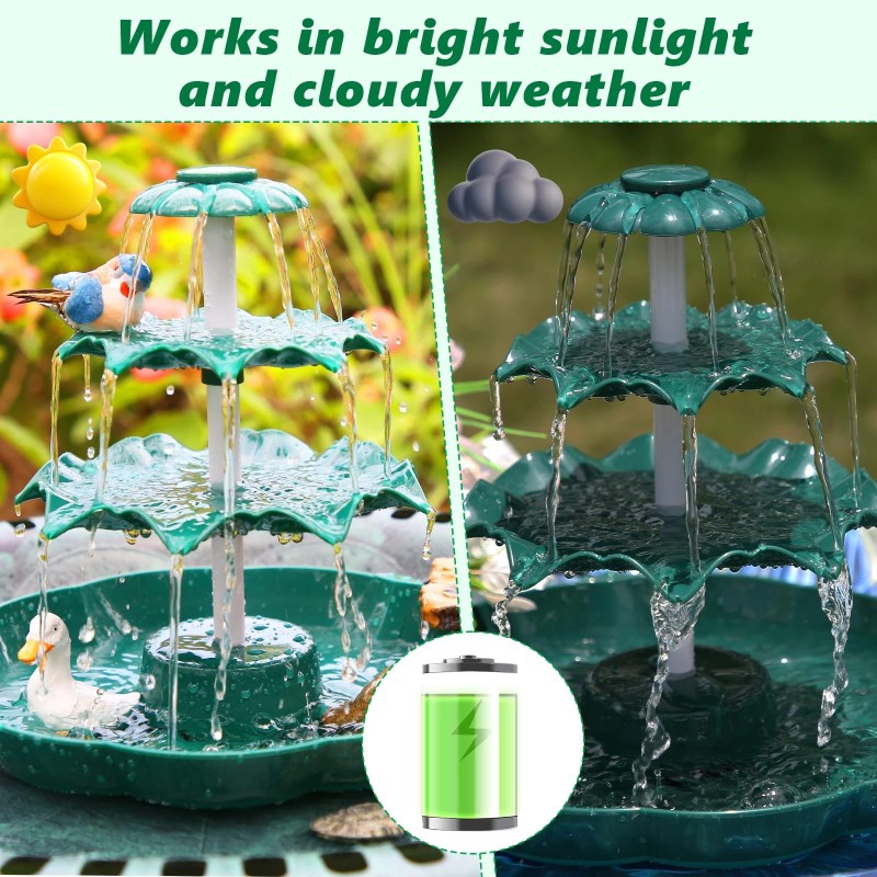 AISITIN 3 Tiered Solar Birdbath Fountain,6.5W with 1200mAh Battery, DIY