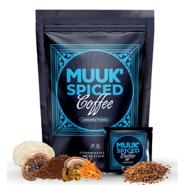 MUUK' SPICED COFFEE | Organic Mushroom Coffee | Cacao, Cinnamon & Cardamom | Adaptogen Mushroom Blend | Better Focus, More Energy and Stronger Immune Defense | 15 CUPS