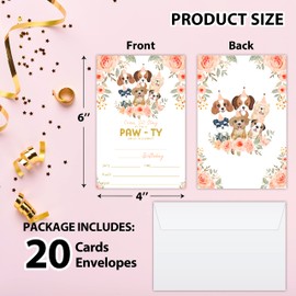 Utaqer 4"x6" Birthday Party Invitation Cards With Envelopes set of 20, Pet Puppy Dogs Birthday Party Supplies for Boys, Girls, Kids or Teens Happy Birthday Celebration Invitation/shengri-a022
