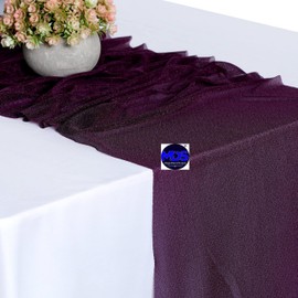 MDS Pack of 30 Wedding 12 x 108 inches Chiffon Table Runner for Wedding, Decorations for Birthday Parties, Banquets, Graduations, Engagements, Runners fit Rectangle, Round Table - Eggplant