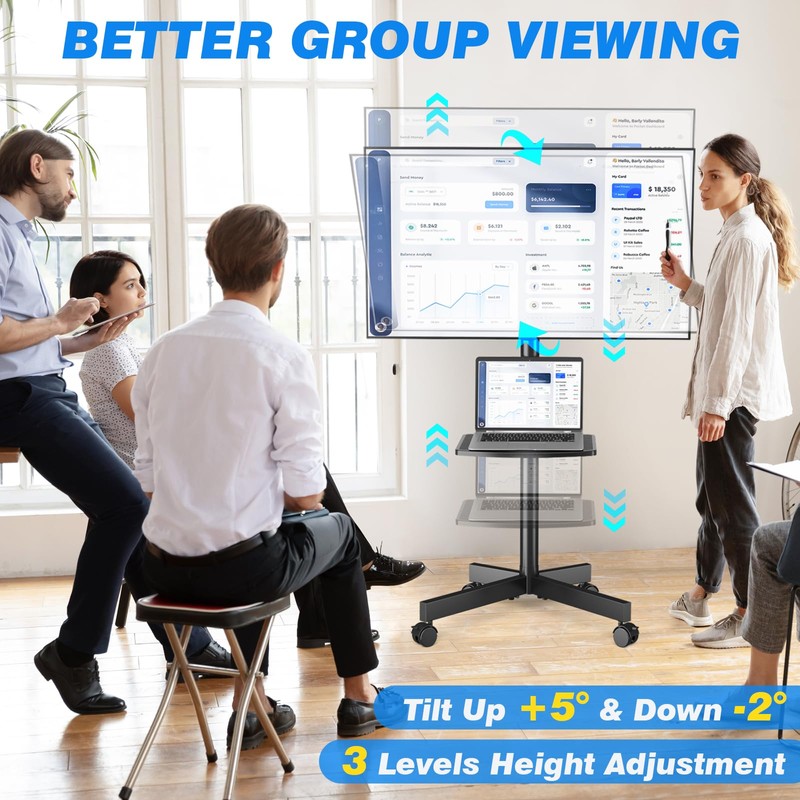 Rfiver Mobile TV Stand for 23-60 Inch LCD LED Flat/Curved