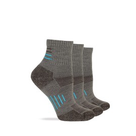 Wise Blend Ladies Merino Wool Blend Seamless Toe Hiker Quarter Crew Socks 3 Pair (Mocha, Medium)