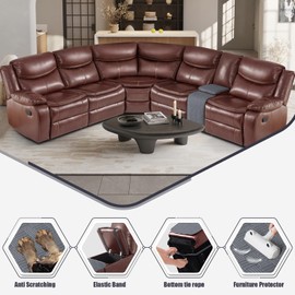 KinCam Waterproof Recliner Sectional Couch Covers, Oversized Reclining Sofa Covers for L Shape Couch, Non Slip Couch Cover for Sofa Washable Slipcover (1 Seat Console Cover, Dark Gray)