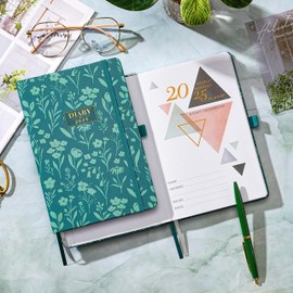 2025 Diary - Diary 2025 from January to December, A5 Diary 2025 Week to View with Pen Loop and Hardback Cover for School, Home or Office, Elastic Closure & Ribbon
