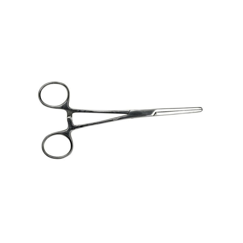 SE 6.25-Inch Stainless Steel Straight Forceps - Self-Locking, Serrated Tip