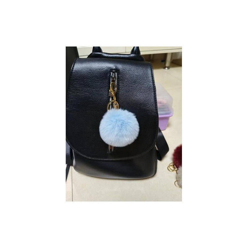 MBZRQKZS Fluffy Faux Rabbit Fur Pompoms Keyring Car Key Soft