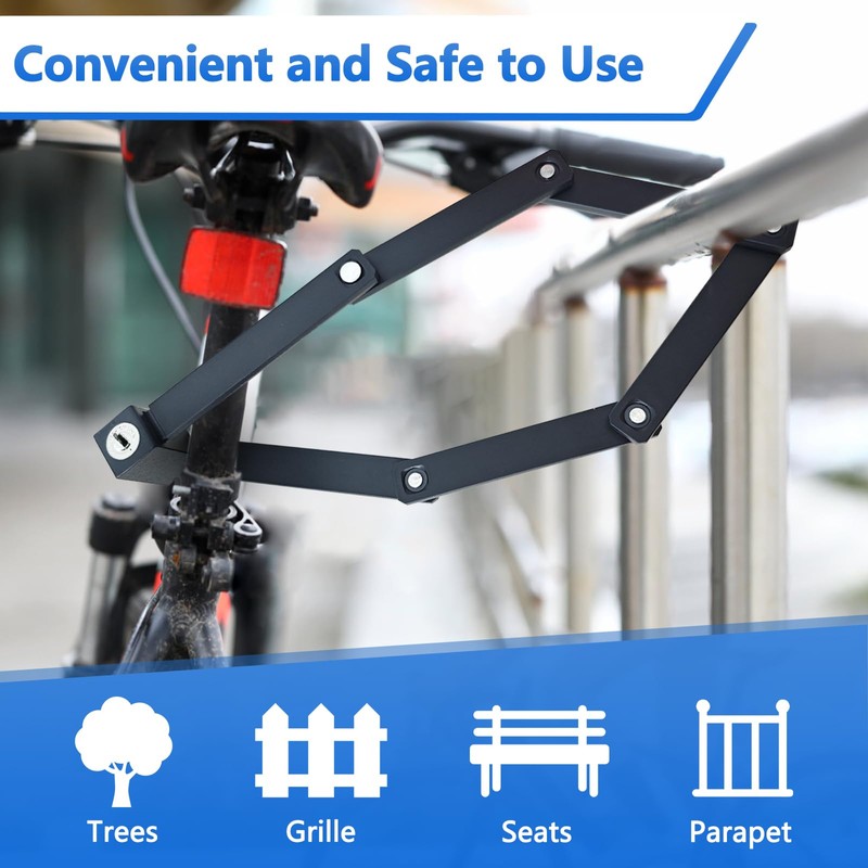 YIFMOO Folding Bicycle Lock, 78 cm Bicycle Lock, High Security