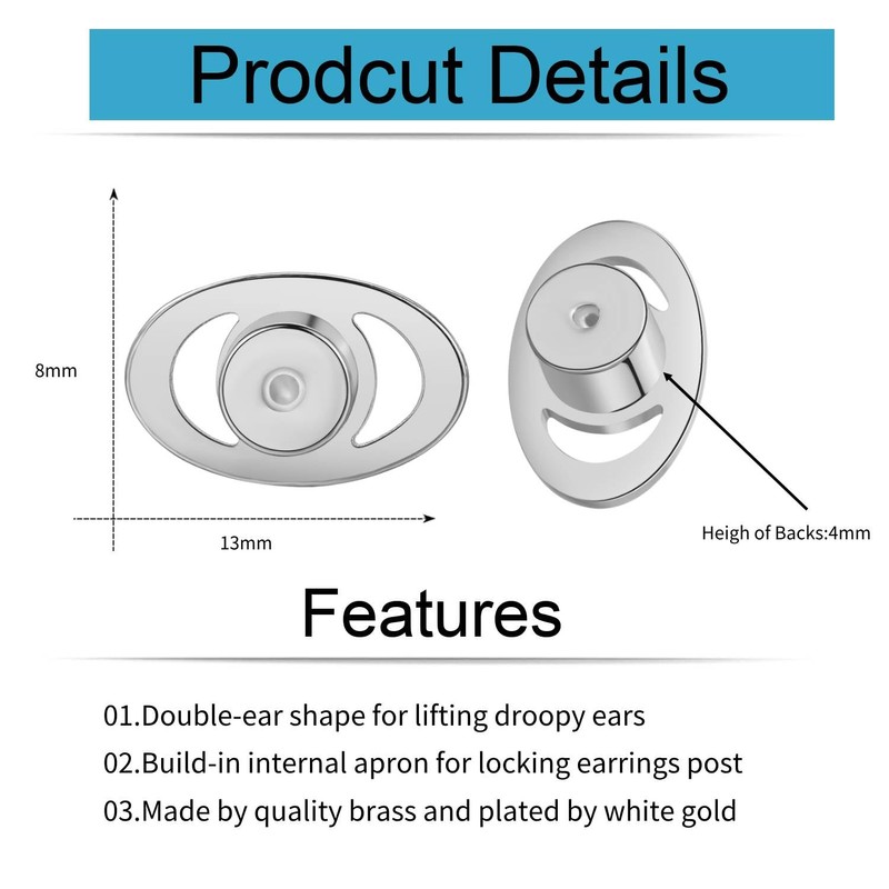 Earring Support Backs, AKRUWELRY Earring Lifter Backs for Droopy Ears