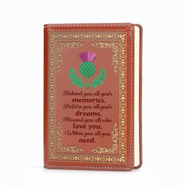 JOHSBYD Scottish Thistle Gifts Scottish Thistle Leather Travel Journal Notebook Thistle Flower Gifts Scottish Blessing Gifts for Women Scottish Thistle Lover Gift (Behind you)