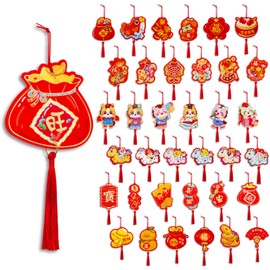 36Pcs Chinese Lunar New Year Decorations Luck Hanging Ornaments Knot Pendant 2026 Spring Festival Decor for Home Office Car Tree Wall Party Decor (Horse)