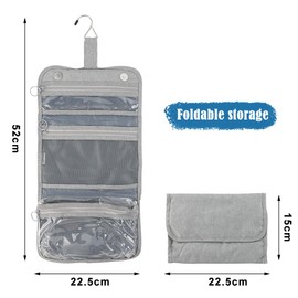 Bldrwer Men's Toiletry Bag, Travel Toiletry Bag, Hanging, Bathroom, Foldable, Large Capacity, Wet and Dry Separation, Waterproof Technology (Blue), grey, 24*18*4, Fashion.