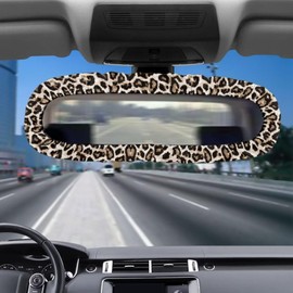 Tomeusey Leopard Car Rearview Mirrors Cover Accessories,Vehicle Rearview Mirror Cover with Elastic Band Back View Mirror Protectors,Dustproof & Sun Protection