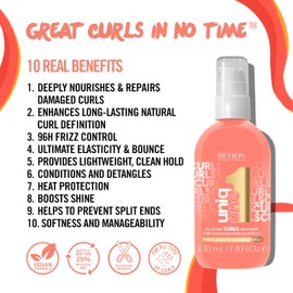 UniqOne Revlon Professional Curly Hair Leave-in Treatment - Multi-benefit hair treatment for curly hair, wavy and coily hair, 230 ml