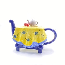 Jameson and Tailor Hand-Painted Light Ceramic Teapot Motif Set Table Artistic Design in Gift Box