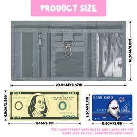 DEEKI Kids Wallet for Boys Girls 3-14, Novelty Purse with 66 PCS Play Money Set for Children Toddler Learn, Triflod Wallet with Zipper Pocket and Keychain for Birthday Party Outdoor Sport-Dinosaur Car