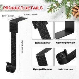 Tandefio 12 Pack Christmas Stocking Holder for Mantel with 12 Pcs Glitter Stickers Fireplace Hooks Christmas Stocking Hanger Grip Mantel Clip Hooks for Christmas Party Decorations (Black)