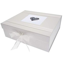 White Cotton Cards Alphabetics, Large Keepsake Box, Grey Heart, White Board, Multi-Colour, 27.2 x 32 x 11 cm