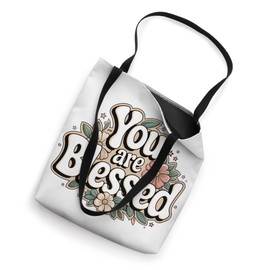 You Are Blessed Boho Floral Christian Quote Tote Bag
