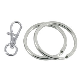MegaCrea DIY Silver Double Rings 2 Pieces and Mousq Keyring