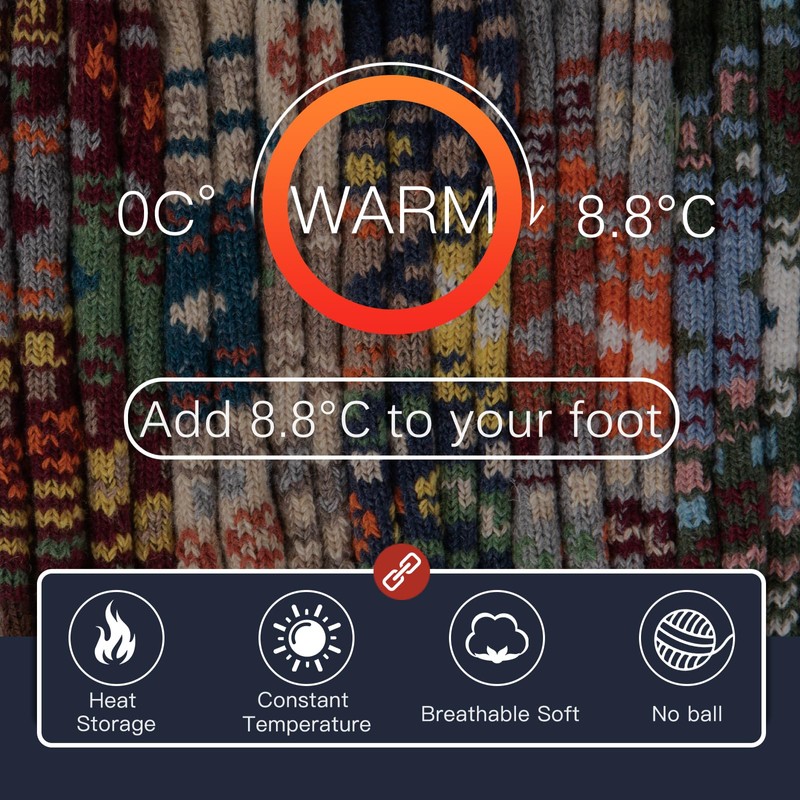 COOPLUS Warm Wool Socks Mens Winter Thermal Thick Crew Cold