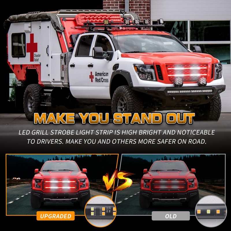 XRIDONSEN 2 Pack 30 inch Grill Emergency Lights Red White