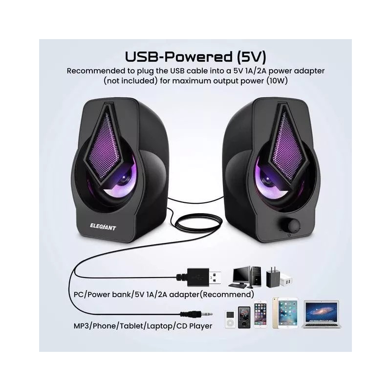 Speakers ELEGIANT SR600 10W Computer Speakers Stereo Home Theater Sound